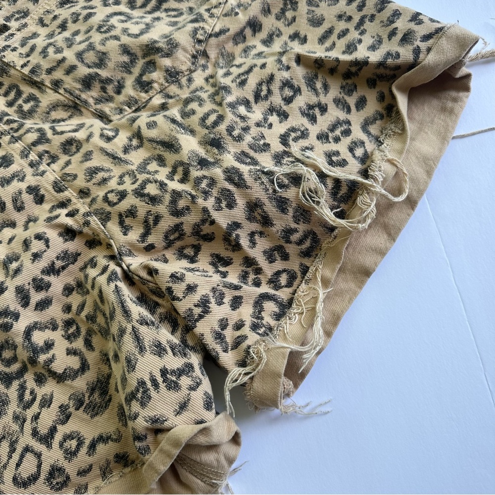 Free People Leopard Print High-Waist Cotton Shorts - Beige/Black - Picture 10 of 11